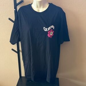NWT Guess Black Tee with Pink Floral Accent
